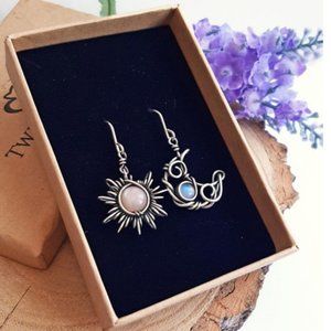 Asymetrical sun and moon earrings